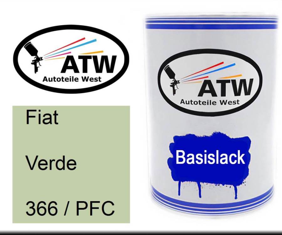 Fiat, Verde, 366 / PFC: 500ml Lackdose, von ATW Autoteile West.